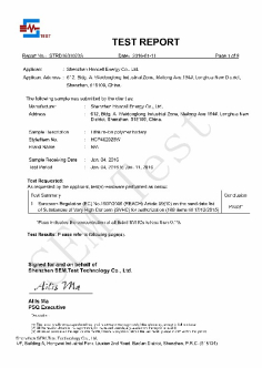 Honcell battery Certification REACH